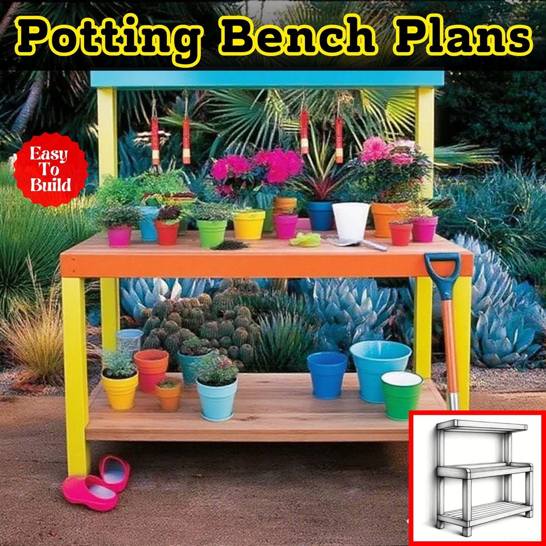 Rustic Potting Bench Plans | Outdoor Garden Workstation PDF - Etsy