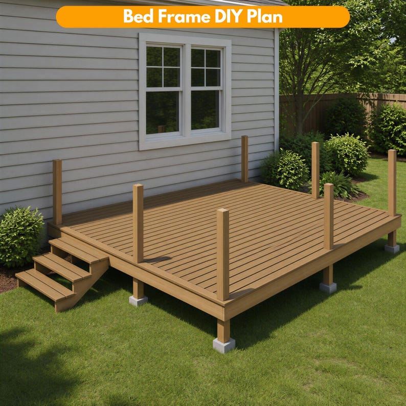 DIY Floating Deck Build Plan PDF | Outdoor Wood Platform Deck | Backyard Woodworking Guide