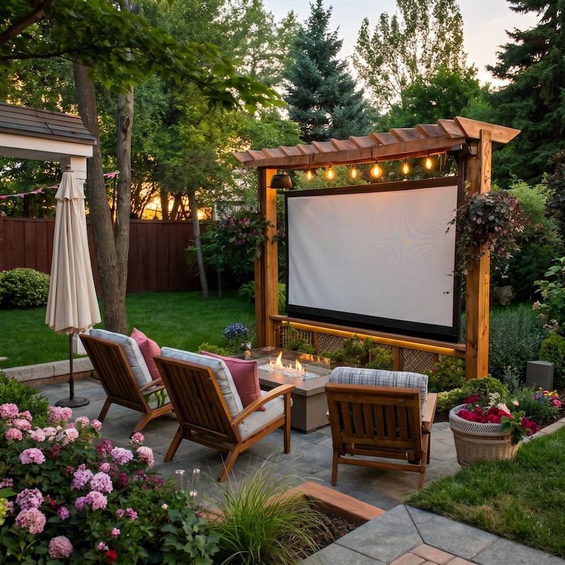 DIY Outdoor TV Stand Plans | Heavy Duty Backyard Cinema Screen Frame | Pergola Style Tv Mount PDF | Gazebo Movie Theater Blueprint
