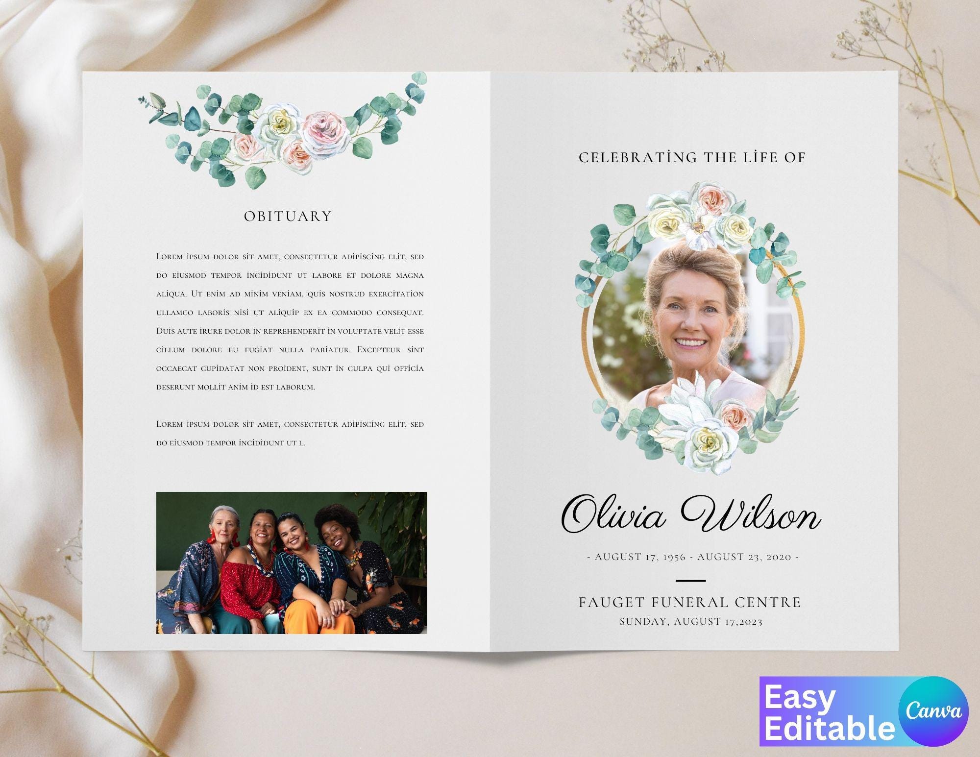 Greenery Funeral Program Template | Celebration of Life (Digital Download) - Ice Cream Cart - Cart for Business DIY Plans
