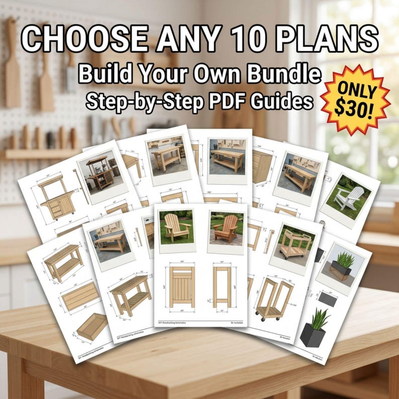 10 Woodworking Plans Bundle | DIY Beginner Projects (PDF Download)