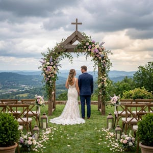 DIY Chapel Wedding Arch Plans PDF | Wooden Church Arbor Blueprint | Rustic Outdoor Canopy Build Guide | Large Pavilion Trellis Woodworking