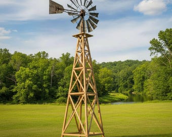 DIY 13 FT Wooden Windmill Plans: Rustic Farmhouse Yard Decor (Digital Download)