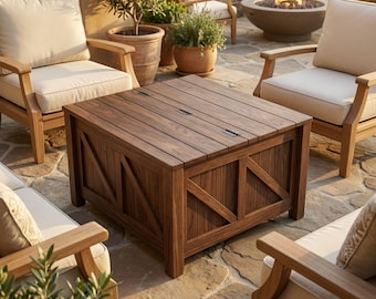 Plans de table basse avec rangement caché pour l'extérieur à faire soi-même PDF | Plan de jardin en bois | Meubles de jardin en bois