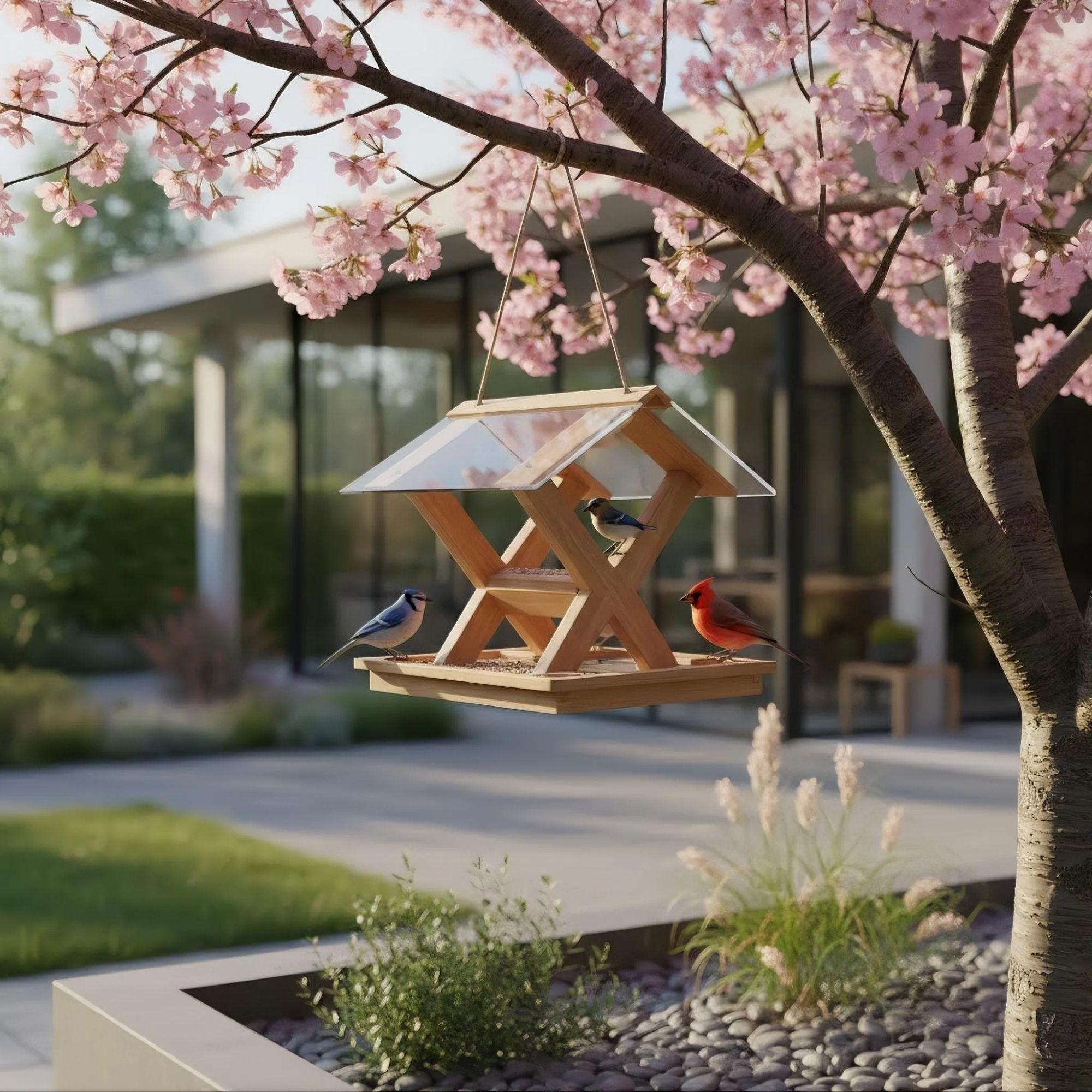 Modern Bird Feeder Plans | Hanging X-Frame Design (PDF) - Hot Dog Cart - Cart for Business DIY Plans