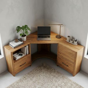 Gör-det-själv L-formade skrivbordsplaner | Guide till byggandet av hörndator med lådor (digital nedladdning)