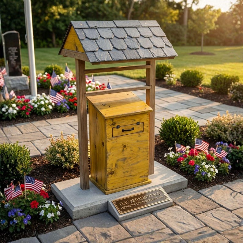 DIY Flag Retirement Box Plans | American Flag Drop Box Woodworking PDF | Veteran Memorial Collection Blueprint | Patriotic Wood Box Template