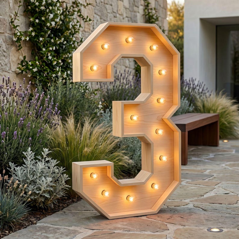 4ft Marquee Letter '3' Template PDF | Diy Giant Light Up Letter Svg, Dxf, Pdf Blueprint