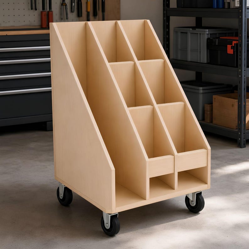DIY Rolling Plywood Cart Blueprint PDF | Sheet Goods Cart Plans | Mobile Lumber Storage