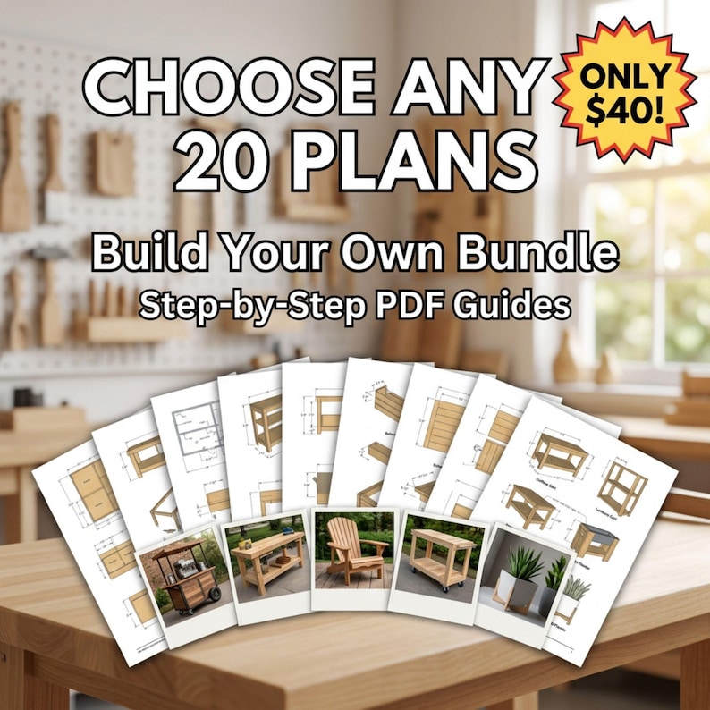 20 Woodworking Plans Bundle | DIY Beginner Projects (PDF)