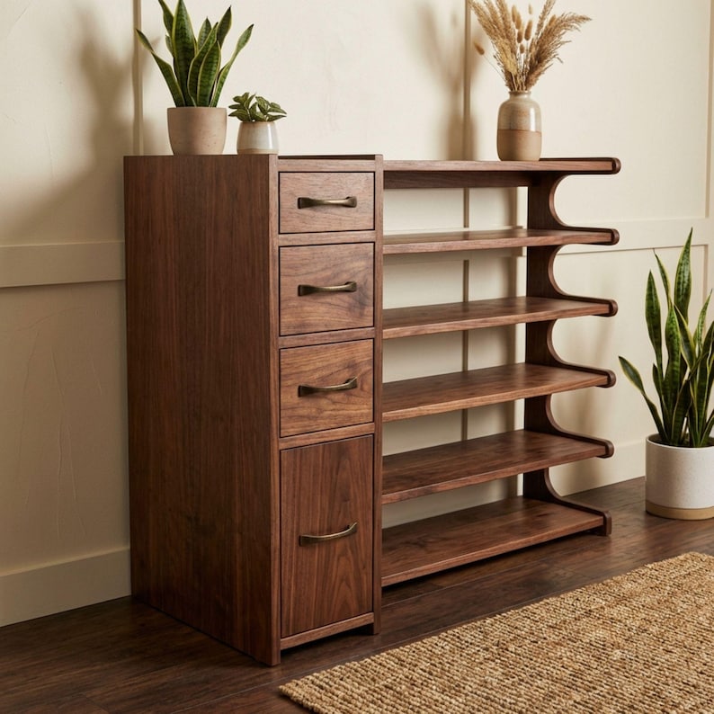 DIY Shoe Rack Plans PDF | Building Plans Shoe Cabinet | Wooden Shoe Storage Blueprint | Modular Shoe Rack | Plywood Shoe Shelf Plan