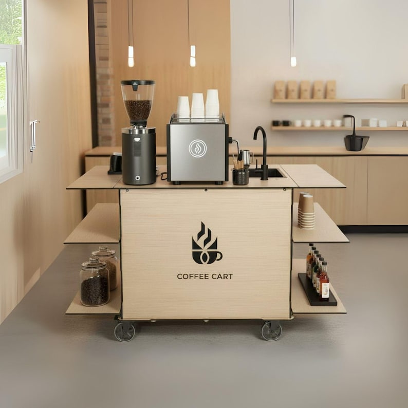 DIY Coffee Bar Cart | Custom Food Cart Plan PDF | Wedding Cart | Collapsible Beverage Cart | Vendor Cart | Foldable Bar Cart Business