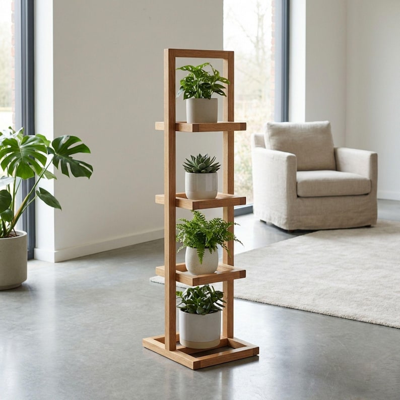 Outdoor Wood Plant Stand DIY Plan | 4-Tier Stepped Planter Woodworking Blueprint (Digital Download) image 3