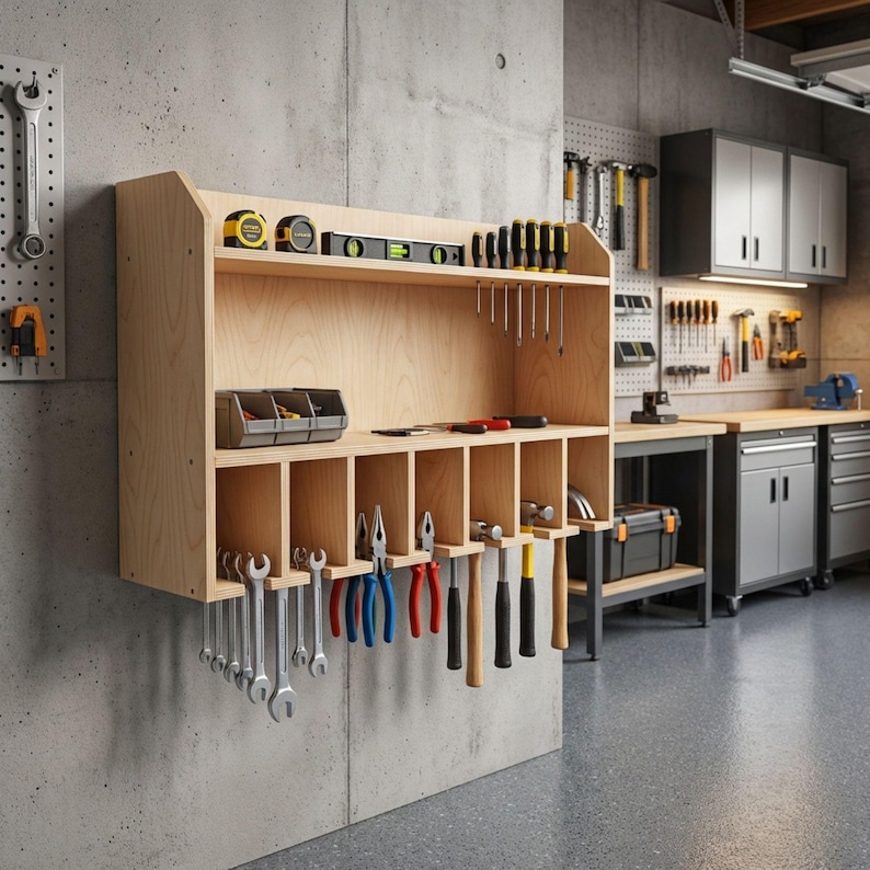 DIY Tool Organizer Plans | Cordless Drill Holder PDF | Power Tool Rack Plans | Wooden Drill Battery Storage Blueprint