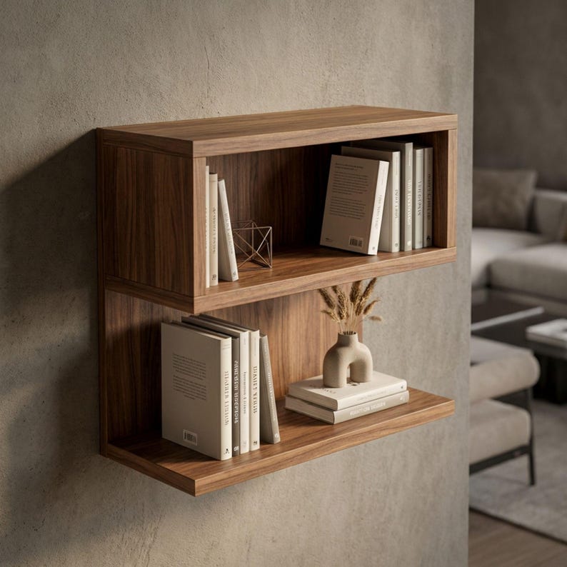 Modern S-Shaped Floating Shelf Plans, Woodworking Blueprints (Digital Download)