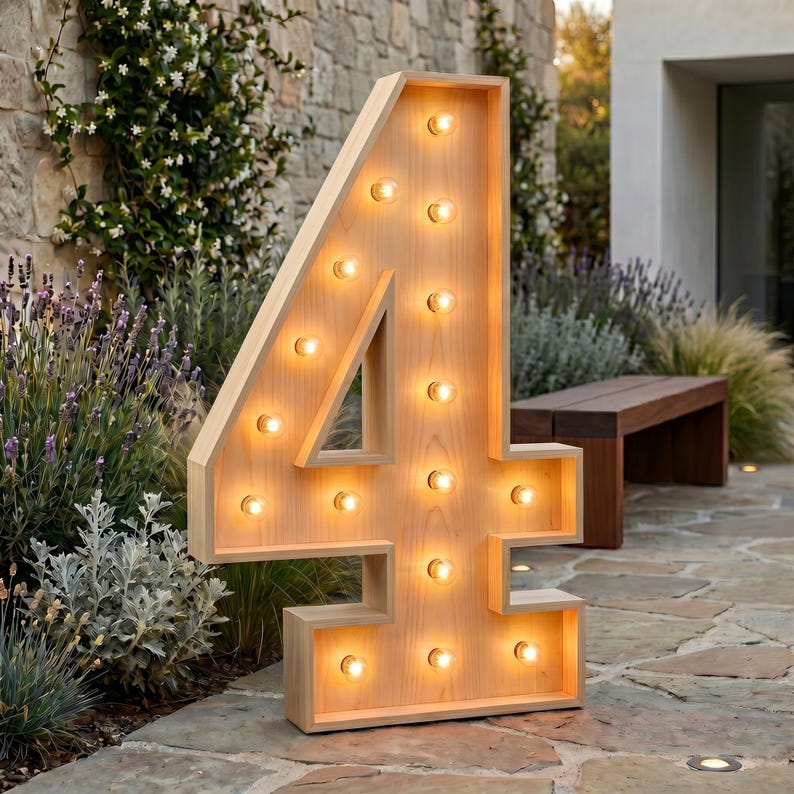4ft Marquee Letter '4' Template PDF | Diy Giant Light Up Letter Svg, Dxf, Pdf Blueprint