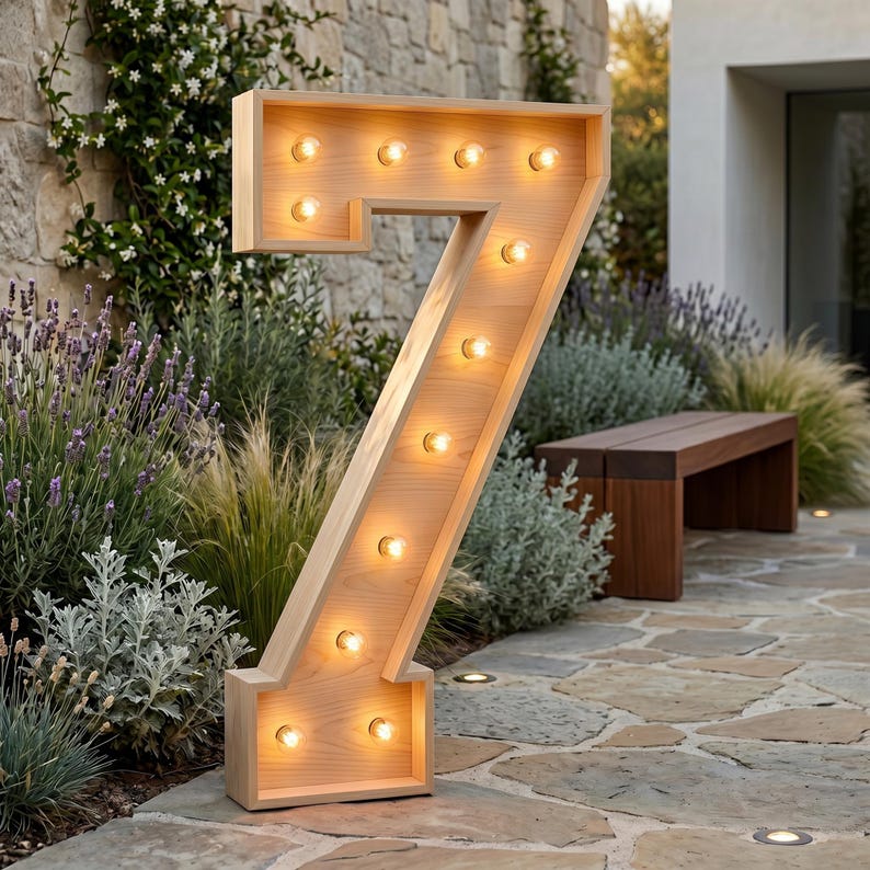 4ft Marquee Letter '7' Template PDF | Diy Giant Light Up Letter Svg, Dxf, Pdf Blueprint