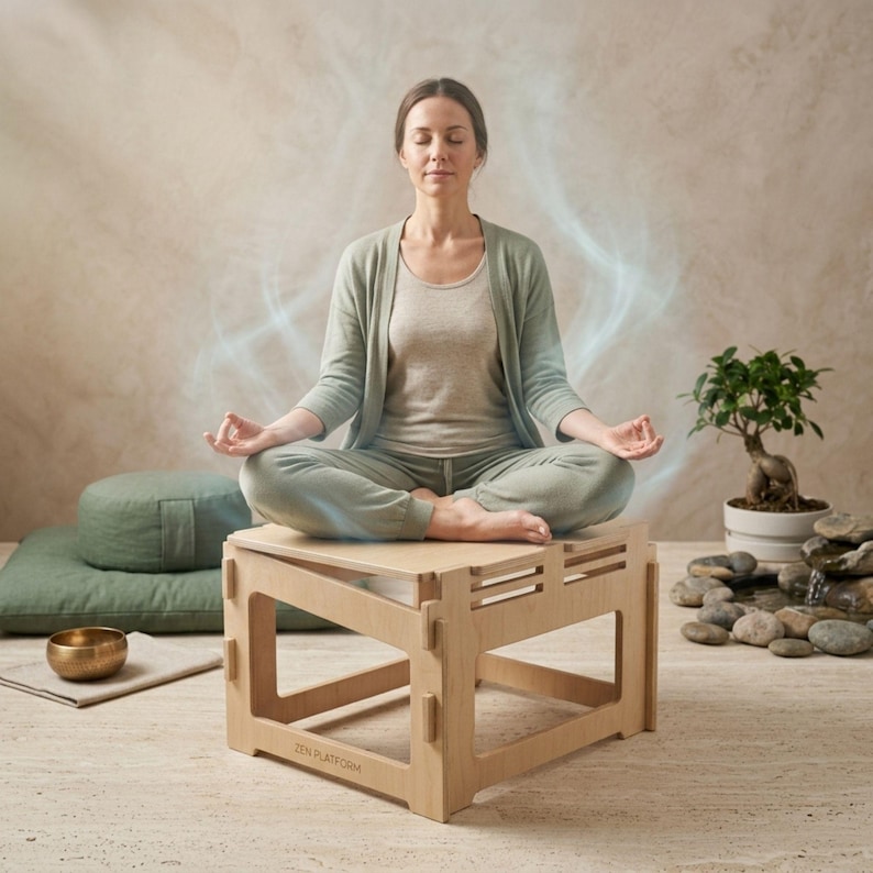 DIY Meditation Table Plans PDF | Wooden Zen Platform Blueprint | Ergonomic Yoga Bench | Slanted Floor Seating Stool