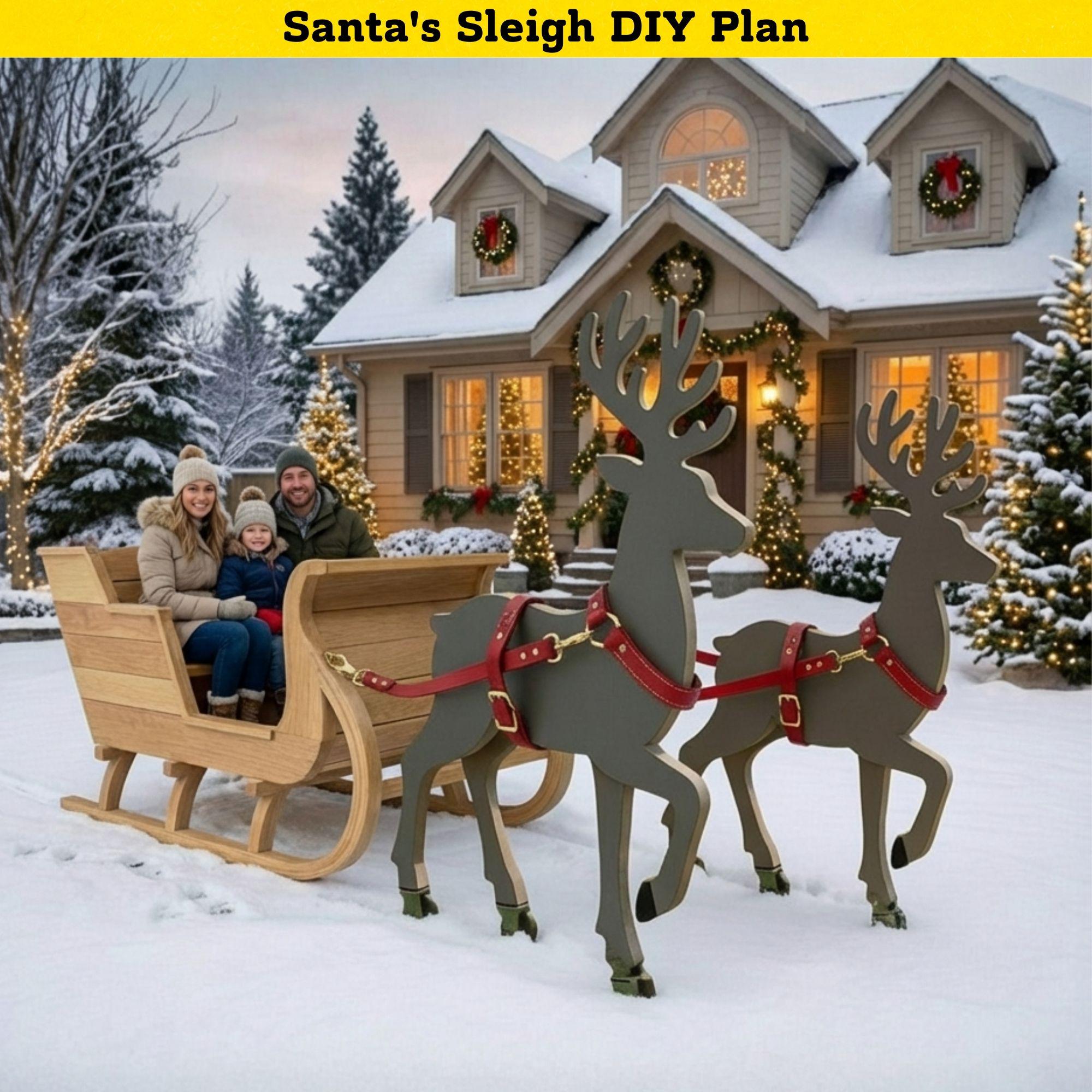 DIY Santa Sleigh & Reindeer Plans | Life-Size Outdoor Christmas Yard Display | Wooden Holiday Decor Blueprint | Digital PDF Pattern - Hot Dog Cart - Cart for Business DIY Plans