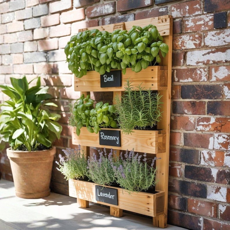 DIY Vertical Herb Garden Plans | Wooden Planter Box Plans PDF | Plant Stand Shelf | Outdoor Balcony Planter | Beginner Woodworking Build