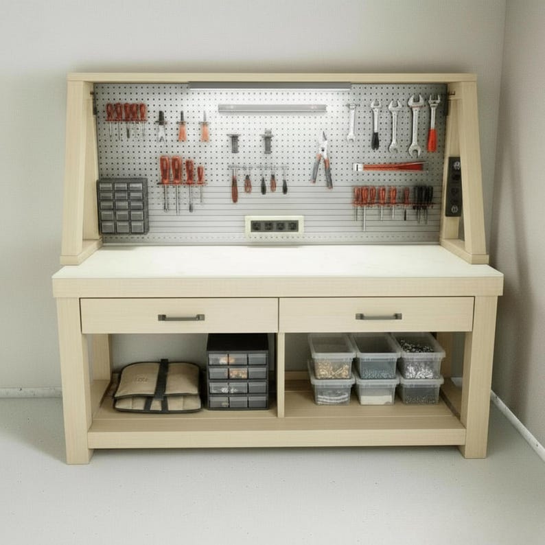 Work Bench With Storage DIY Plan | Garage Workbench and Woodworking ...