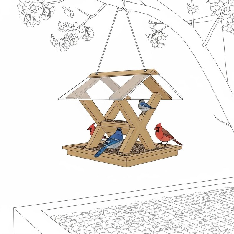 Modern Bird Feeder Plans | Hanging X-frame Design (PDF) - Etsy