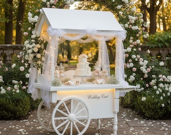 White Collapsible Candy Cart With Wheels - Wedding Sweet Cart - Etsy