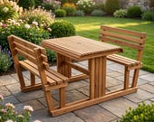 DIY Picnic Table Plans with Backrest | Outdoor Table Plans PDF | Picnic Bench Blueprint | Outside Table and Benches Woodworking Template