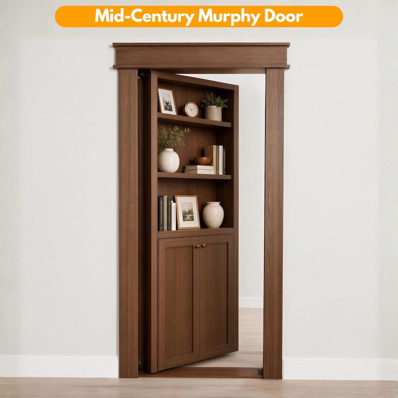 Murphy Door DIY Plan PDF Blueprint | DIY Secret Bookcase Blueprint | Outswing Hidden Bookcase Door Plans