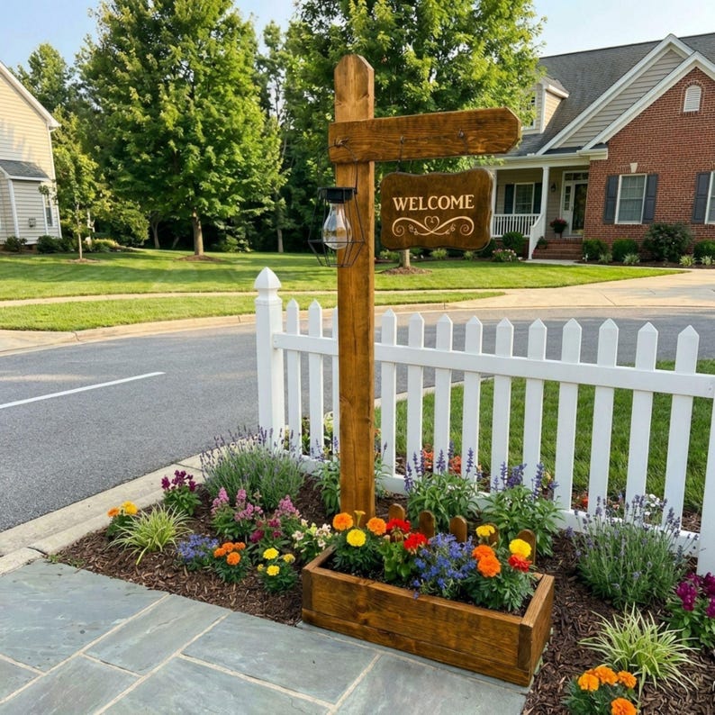 DIY Large Welcome Sign Planter Plans PDF | 70-Inch Tall Porch Plant Stand Blueprint