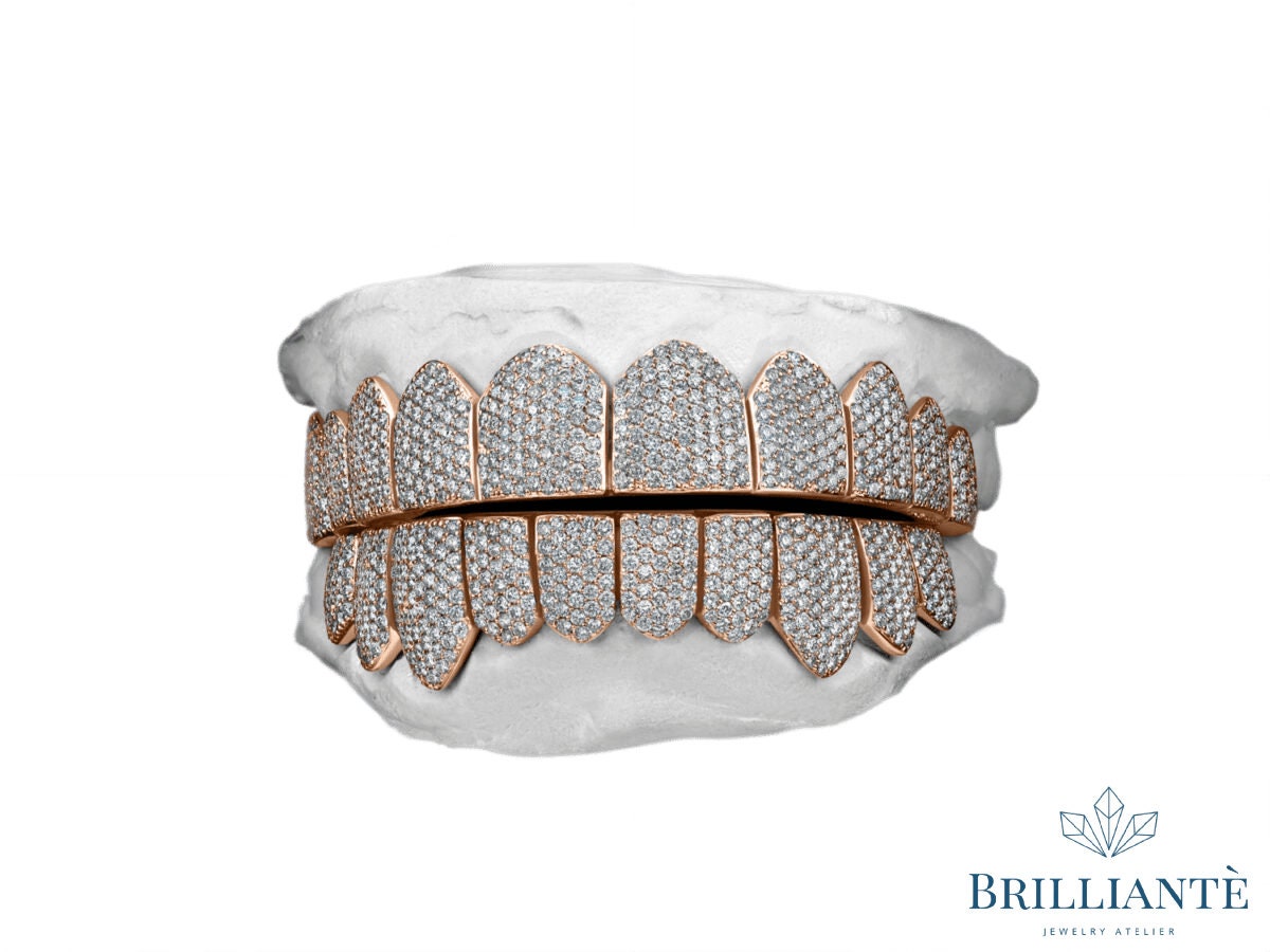 Gold Moissanite Diamond Grillz Top and Bottom Grillz Set ICY Etsy