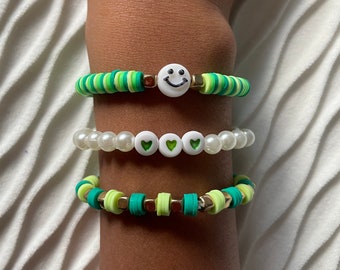 Green with Envy- clay beaded bracelet