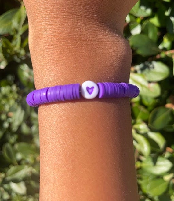 Purple Heart Bracelet - 1Pcs - Clay Beads