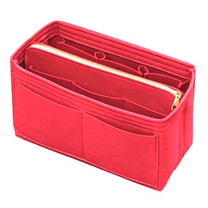 Handbags Tote Purse Diaper-Bag Cosmetic Bag Organizer, 12 Pockets - Drawstring - Zipper Pouch, Christmas Gift for Women Men Friends (Red-L)