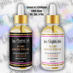 Pink & Gold 1oz, 2oz, 4 Unzen Wachstumsöl Etiketten Vorlage