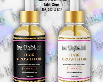 Pink & Gold 1oz, 2oz, 4oz Growth Oil Label Template