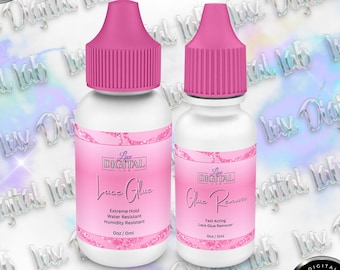 Pink Glitter Zebra Print Editable Lace Glue & Glue Remover Label Template