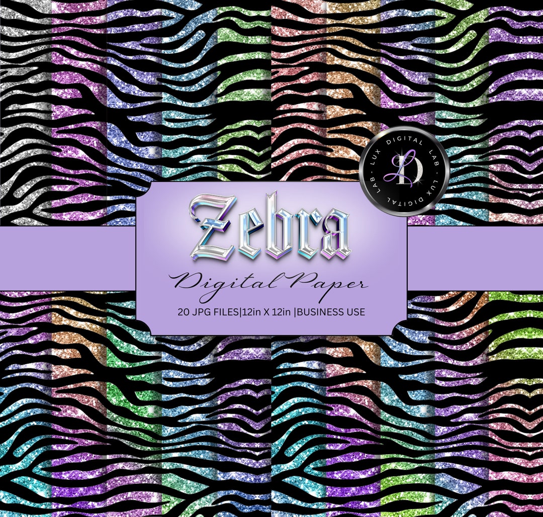 Glitter Zebra Digital Paper - Etsy
