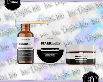 Monochrome Beard Balm/ Beard Oil Product Label Template