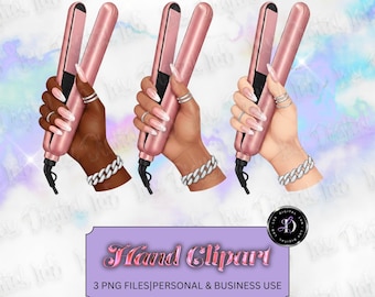 Hand Clip Art with Hair Flat Iron PNG