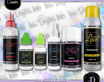 Silver Wig Kit Labels, 6 Lace Product Label Templates Set