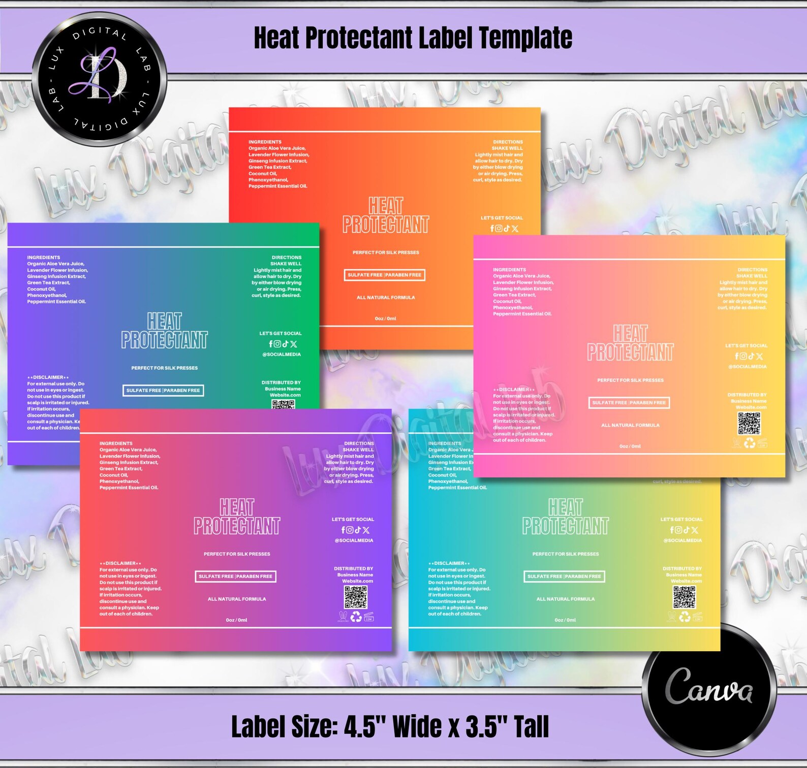 40 Colorful Gradient Product Label Templates Set - Etsy