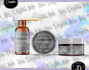Silver Beard Balm/ Beard Oil Product Label Template