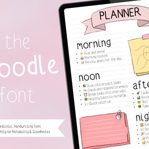 Lot de polices Doodle | Six polices manuscrites mignonnes et réalistes, idéales pour la prise de notes numériques, la tenue d'un journal, la planification et la conception graphique