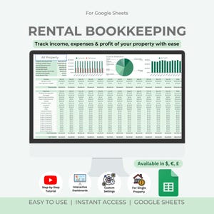 Rental Bookkeeping Spreadsheet | Property Management Google Sheets (Digital Download) image 1