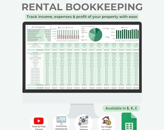 Rental Bookkeeping Spreadsheet | Property Management Google Sheets (Digital Download)