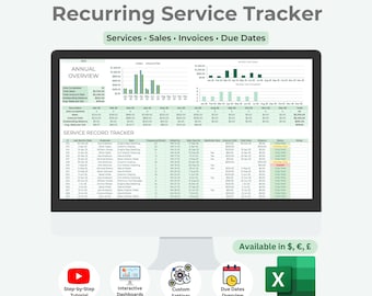 Service Business Tracker: CRM, Invoice & Payment Template (Excel Digital Download