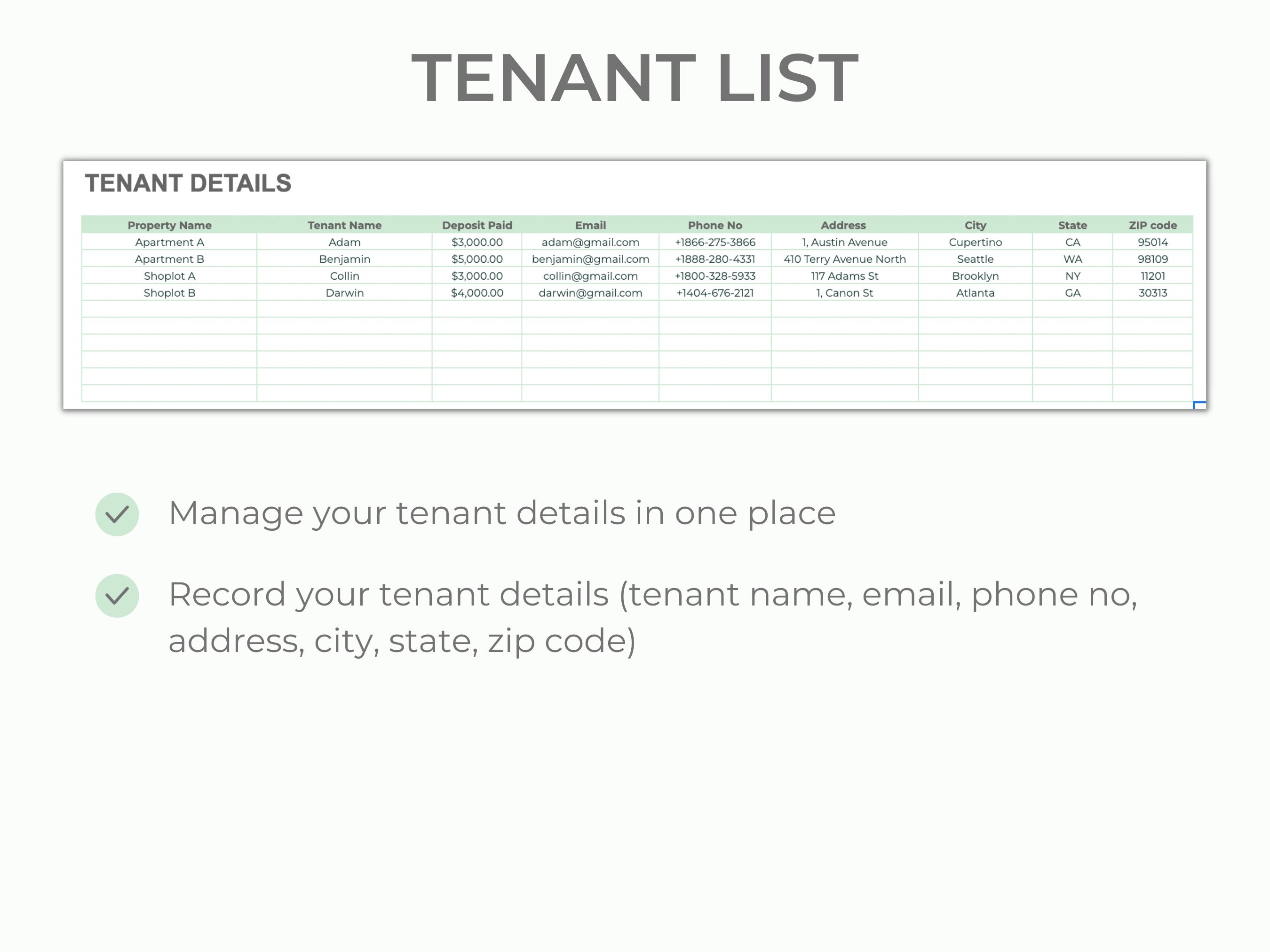 Rental Bookkeeping Spreadsheet Rental Income &amp; Expense Rental ...