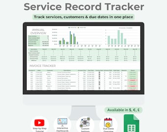 Service Record Tracker | Client Management Google Sheets (Digital Download)