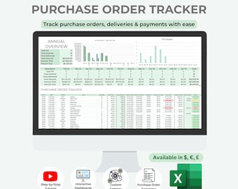 Purchase Order Tracker | Delivery, Payment Tracker | Excel (Digital Download)